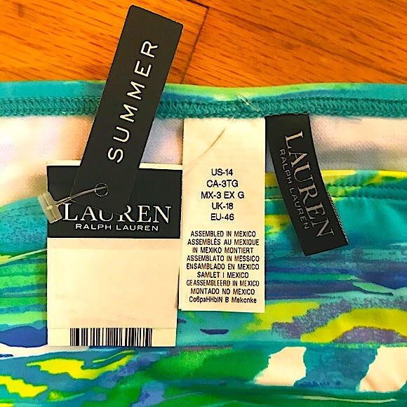 RALPH LAUREN Beautiful NWT bikini bottoms tropical print blue green coral white - Picture 5 of 16